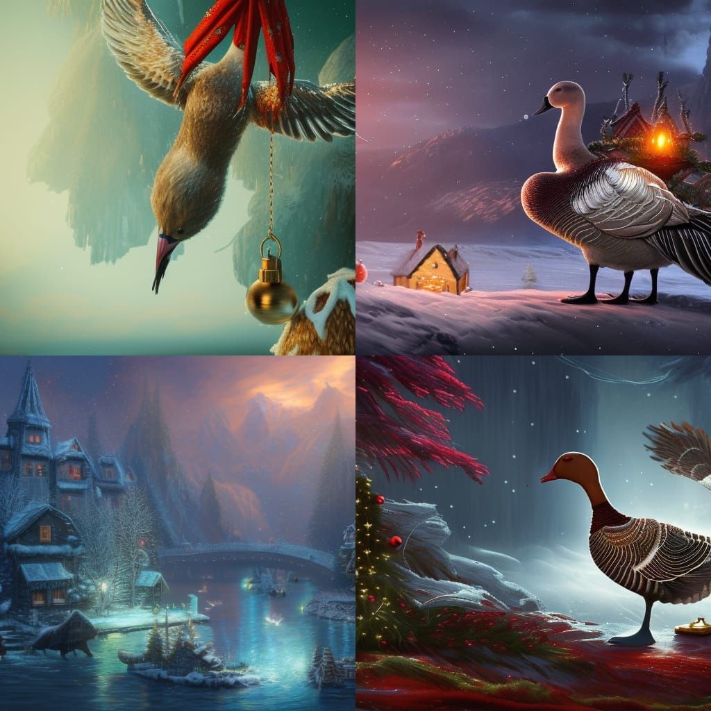 Fantastical Christmas Goose Matte Painting
