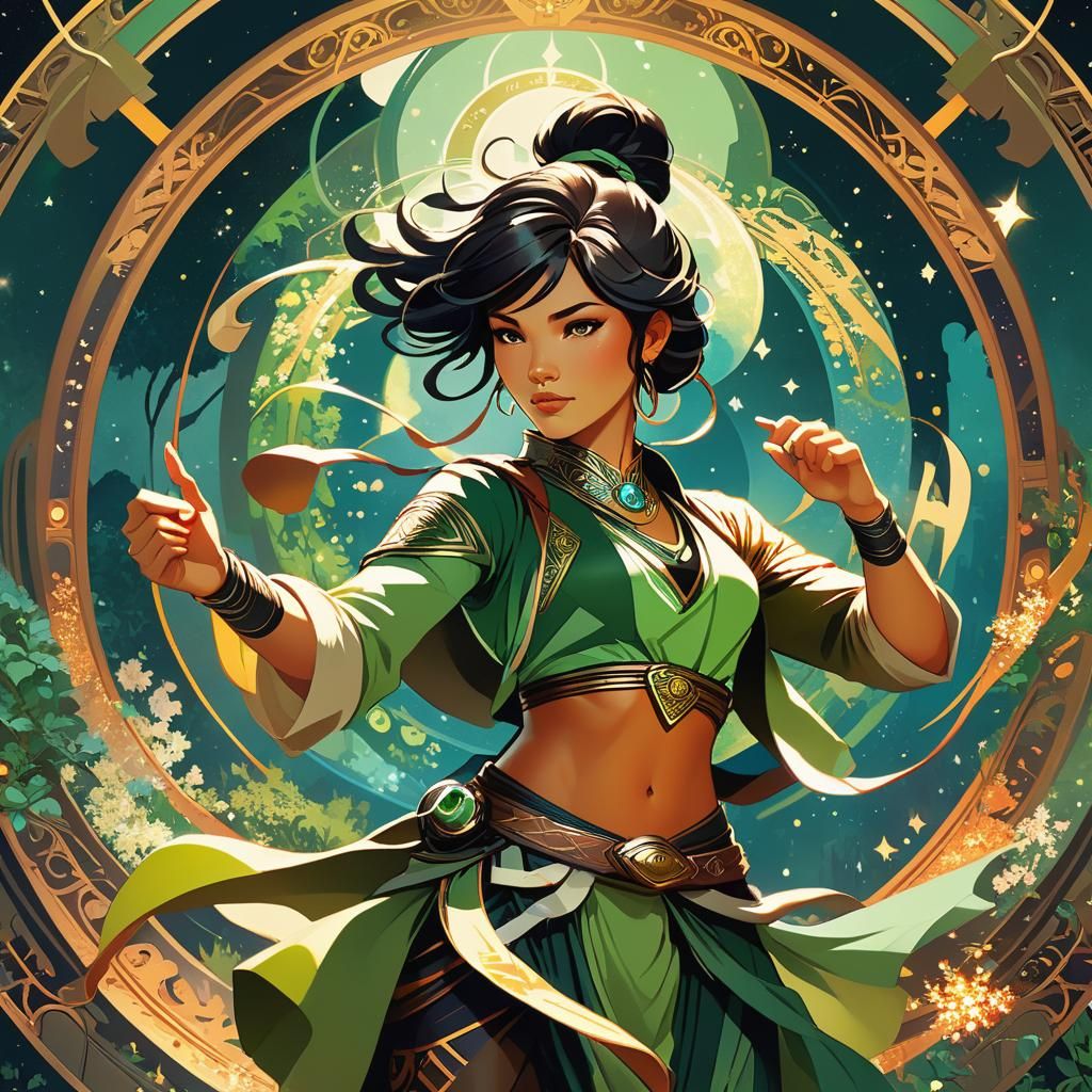 Epic Earth Bender in Art Nouveau Style