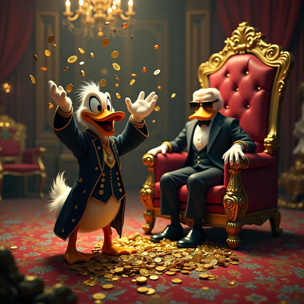 Dagobert Duck Meets Karl Lagerfeld in Opulent Throne Room