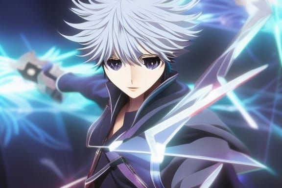 Electric Ninja in Battle Pose: Anime Concept Art