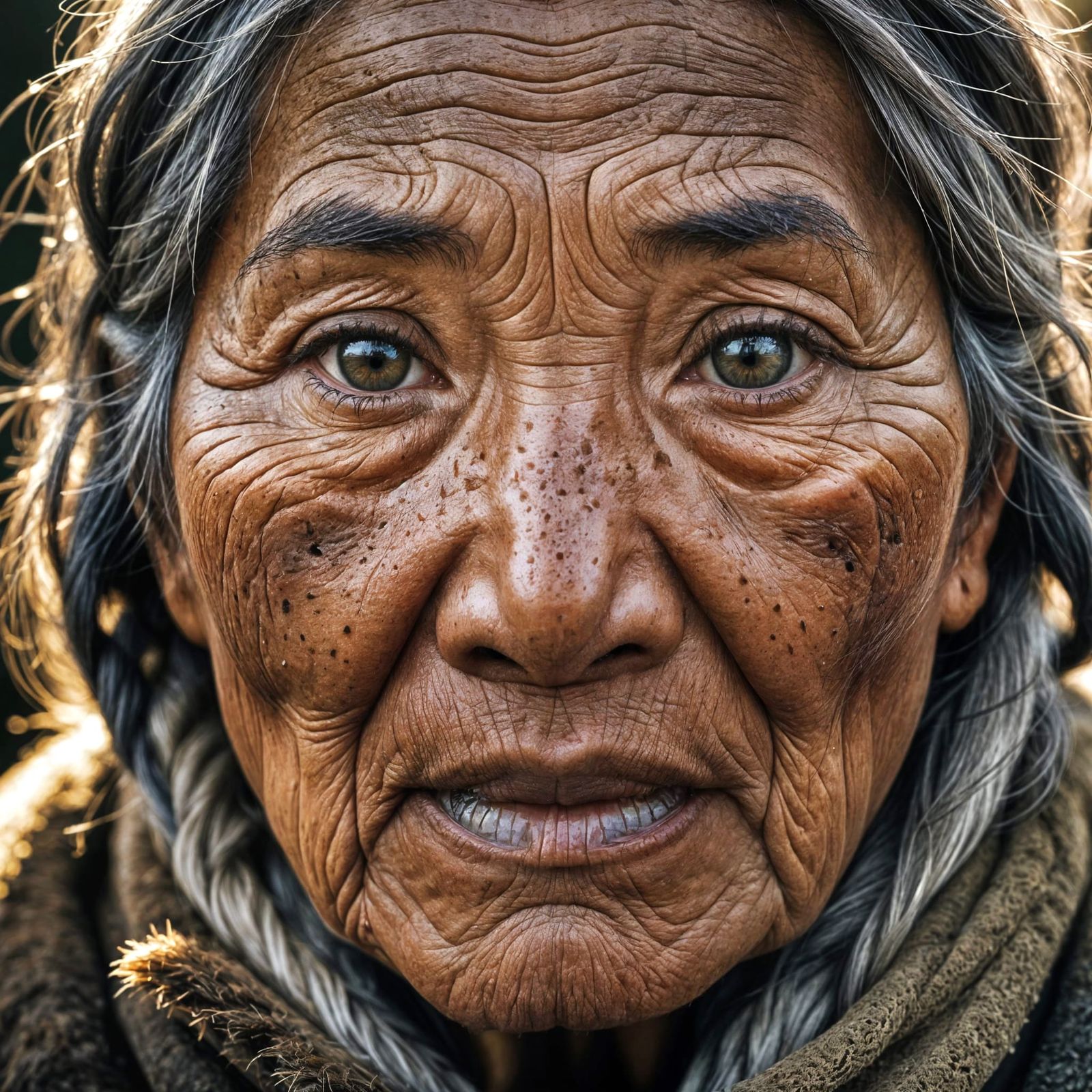 Weathered Inuit Elder in Earthy Tones