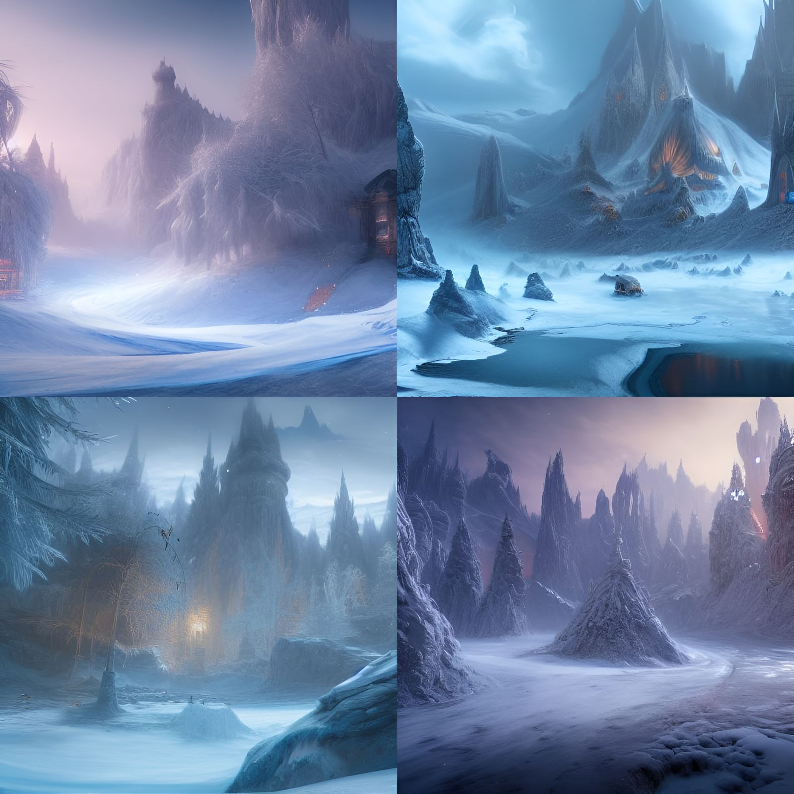 Fantastical Winter Ice Land in Detailed Matte Painting