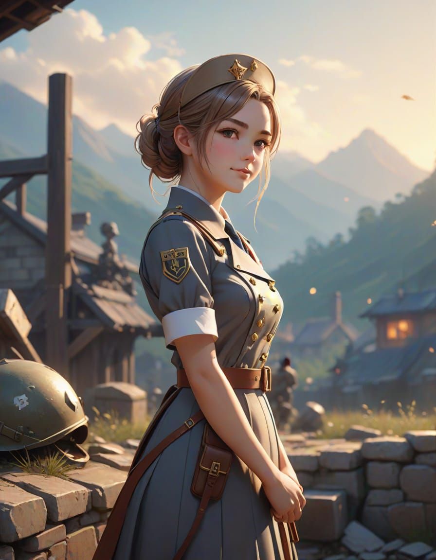 Elegant English Nurse Catherine Barkley in World War I