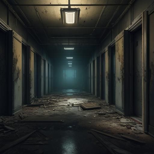 Abandoned Hospital Storage Room in Detailed Matte Painting S...
