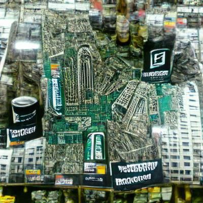 Cyberpunk Motherboard Cityscape: Digital Art