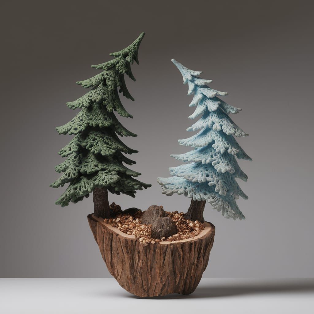 Abstract Lava and Marble Trees on Hawaiian Beach