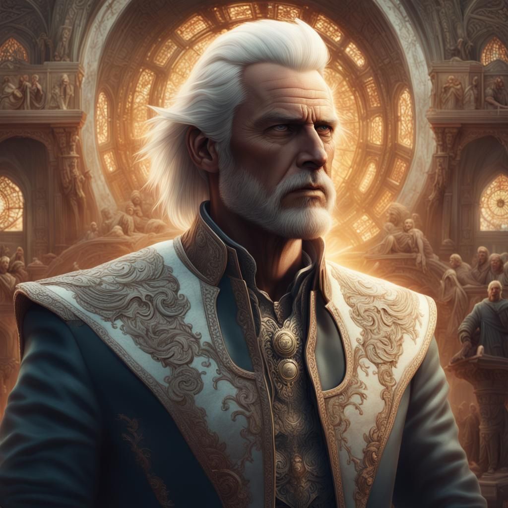 Intense Blonde Man Glaring: Digital Matte Painting