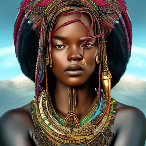 African Tribal Beauty in Digital Matte Painting