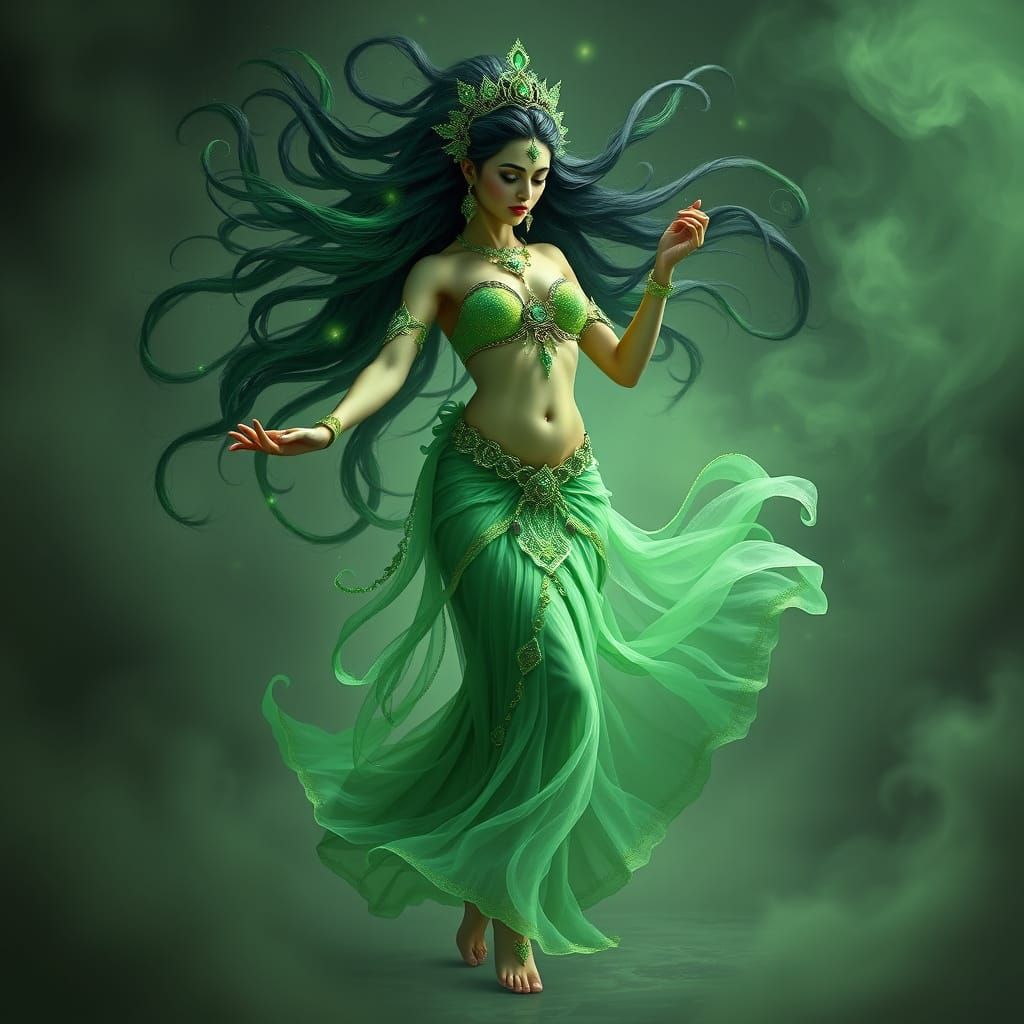 Ethereal Goddess in Emerald Belly Dance Costume