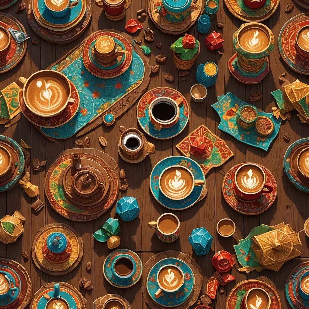 Mexican Coffee Scene in Low-Poly 3D Style