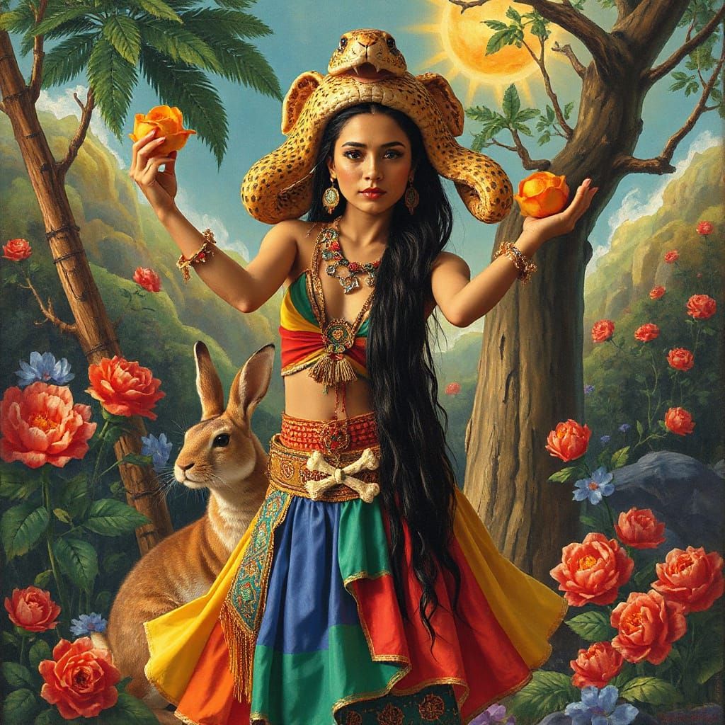 Ix Chel: Mayan Jaguar Goddess in Surrealist Art