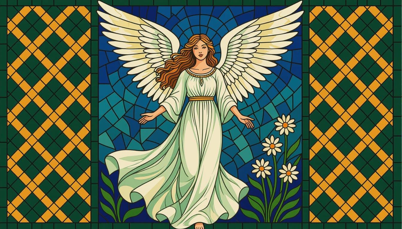 Ossified Lattice Angel Mosaic Art