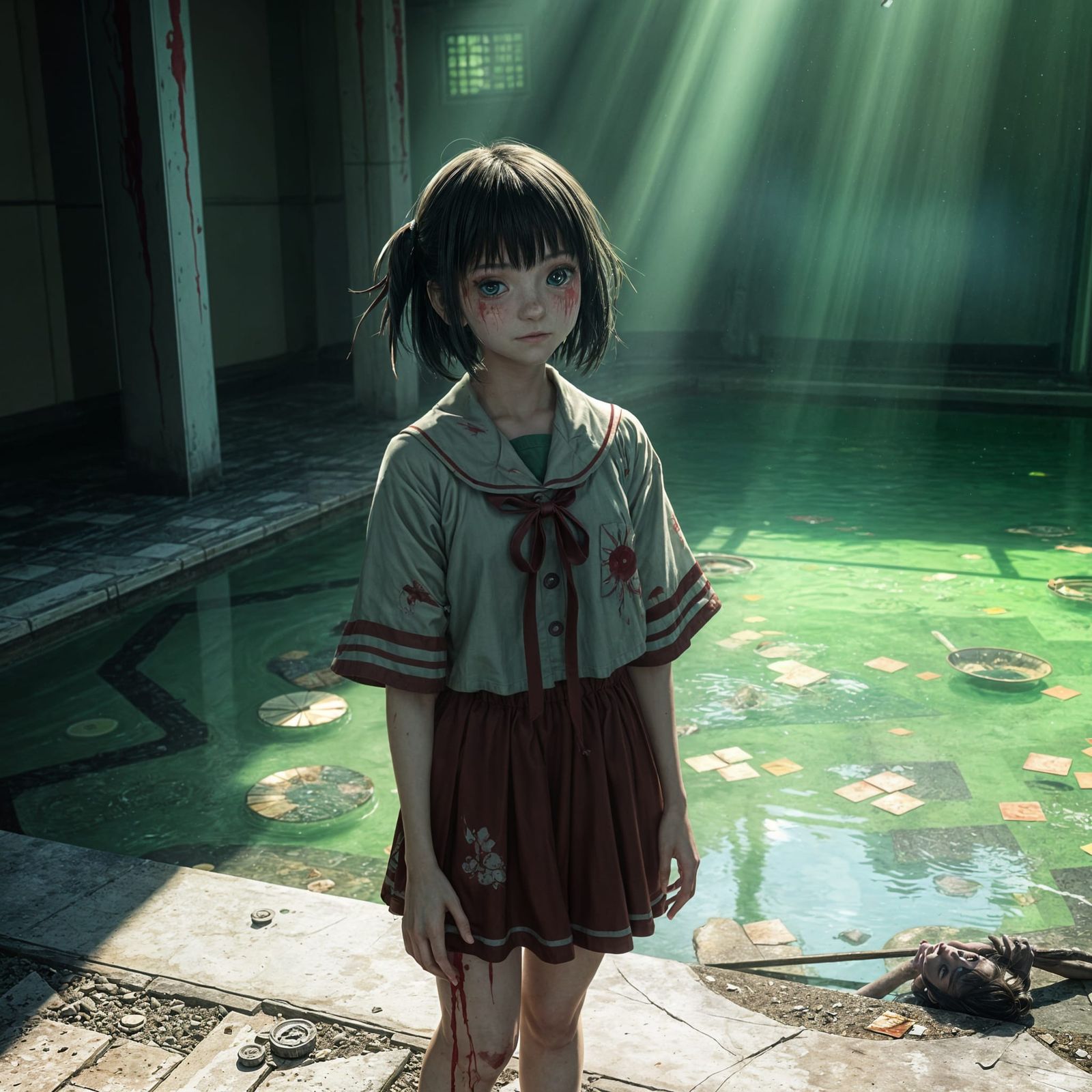 Bloody Manga Girl in Acid Pool: Studio Ghibli Style