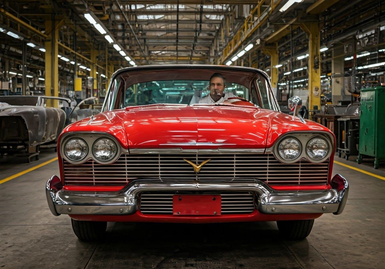 Vintage Automotive Factory Icon Takes a Break