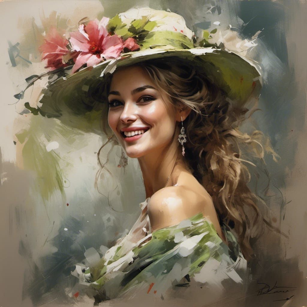 Woman in Flower Dress: Christian Dior Sketch