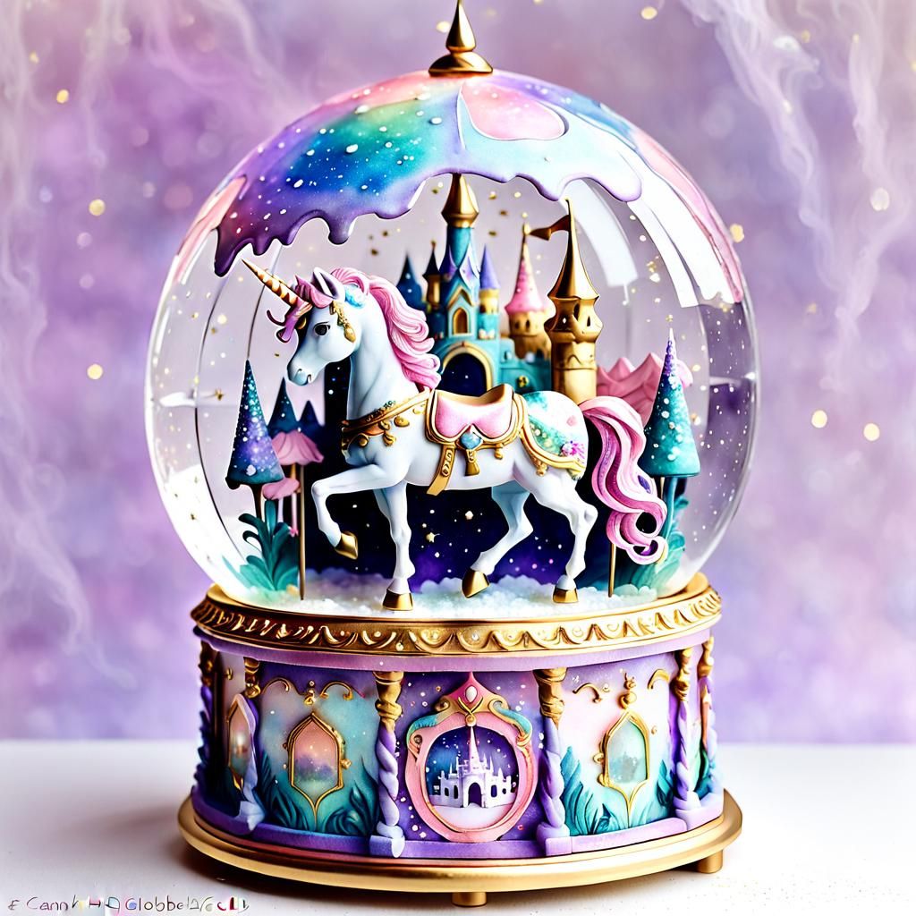 Unicorn Carousel Sparkle Globe in Pastel Colors