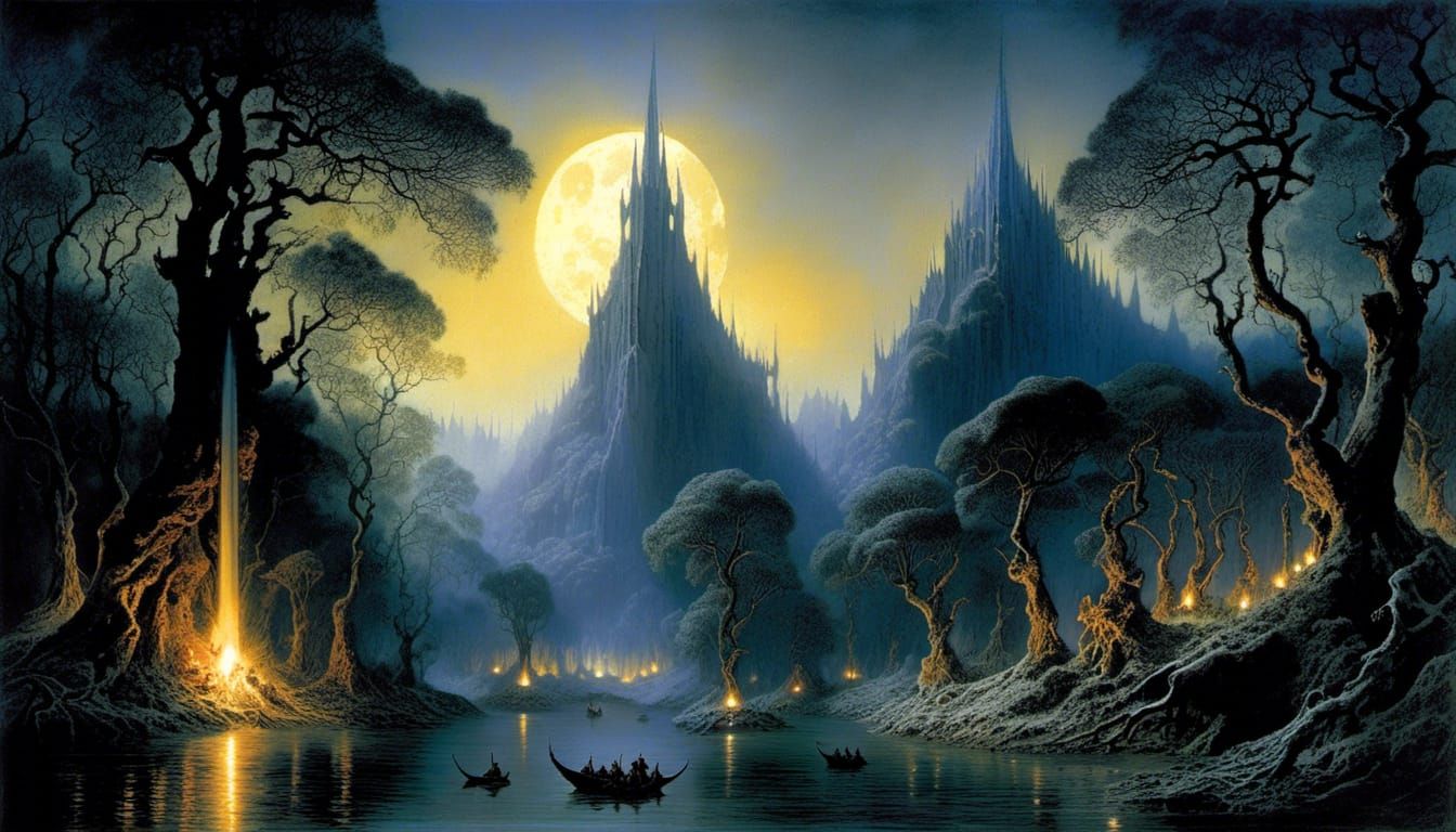 Moonlit Enchanted Forest of Nan Elmoth