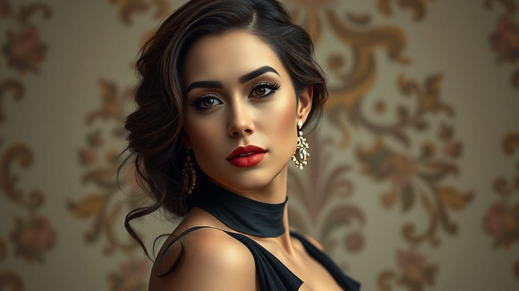 Elegant Woman in Dramatic Lighting, Hyperdetailed Portrait A...