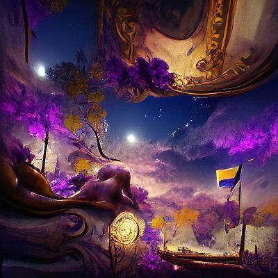 Enchanting Night Sky with Lilac Moon in Dark Fantasy Style