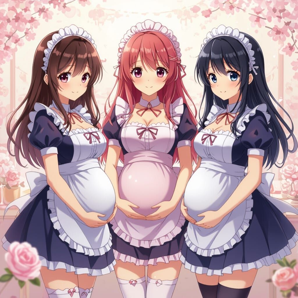 Anime Women in Maid Outfits, Kawaii Style