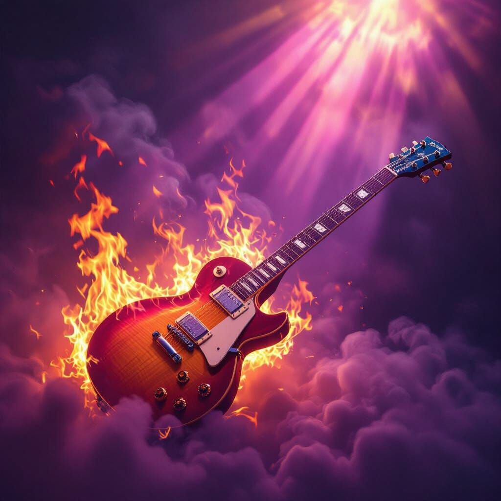 Blazing Guitar in Purple Sunbeams
