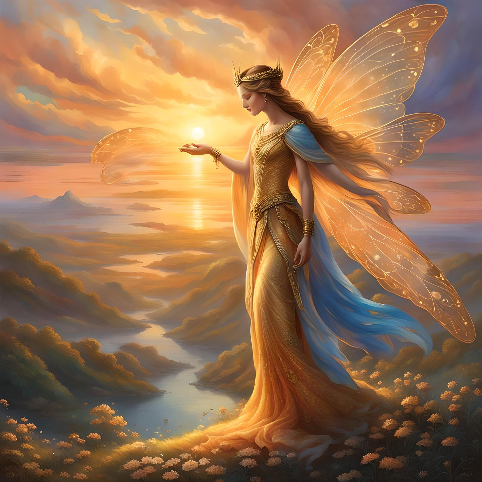 Radiant Fairy Queen Bids Farewell to the Day