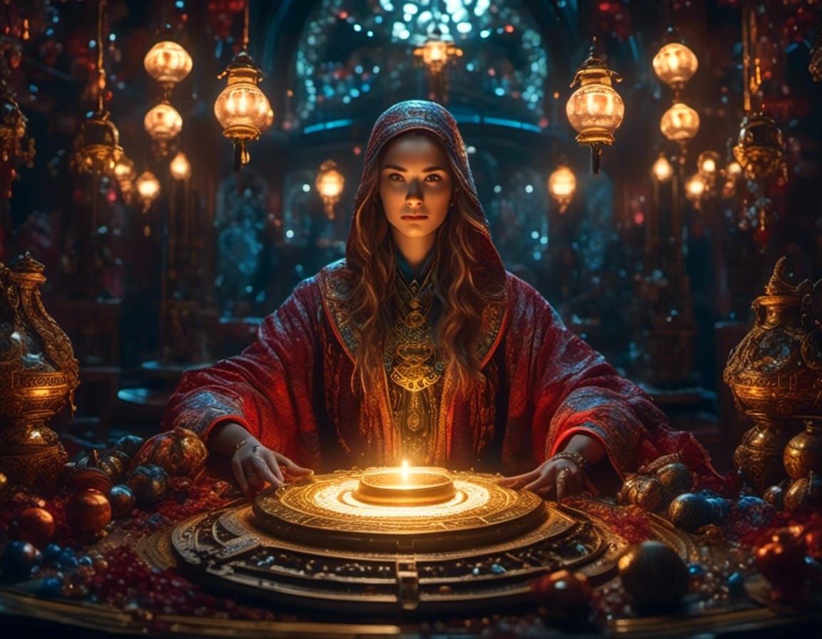 Mystical Fortune Teller Portrait in Dark Fantasy Style