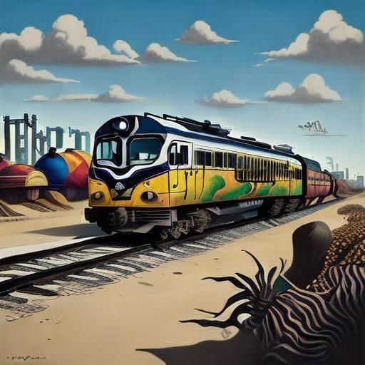 Graffiti Train Car in Vibrant Colors