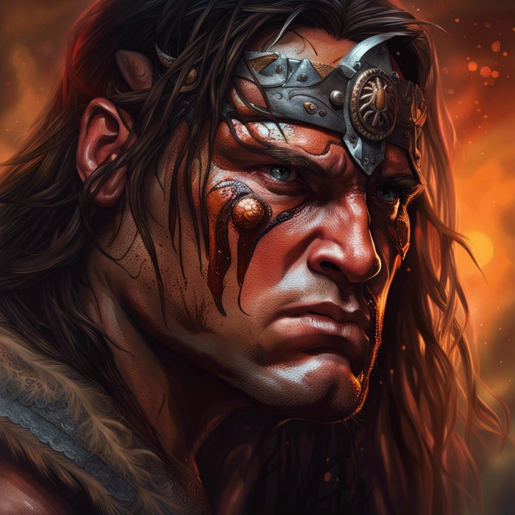 Hyperrealistic Conan the Barbarian Splash Art