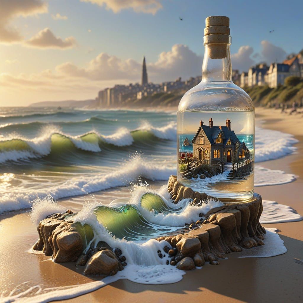 Message in a Bottle: Miniature City on Golden Shore