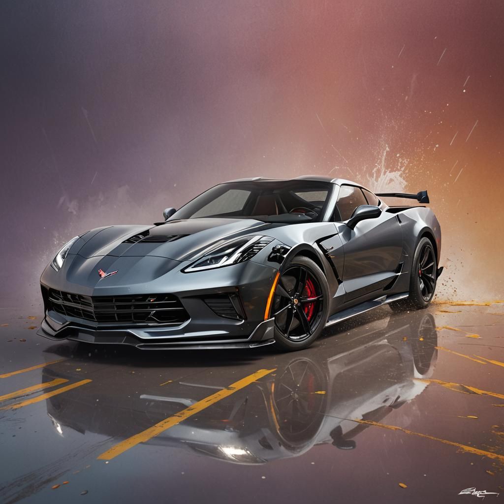 Hyperrealistic Chevrolet Corvette Splash Art
