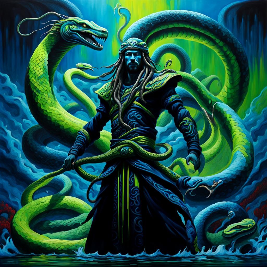 Serpent God Enki in Graffiti Art Style