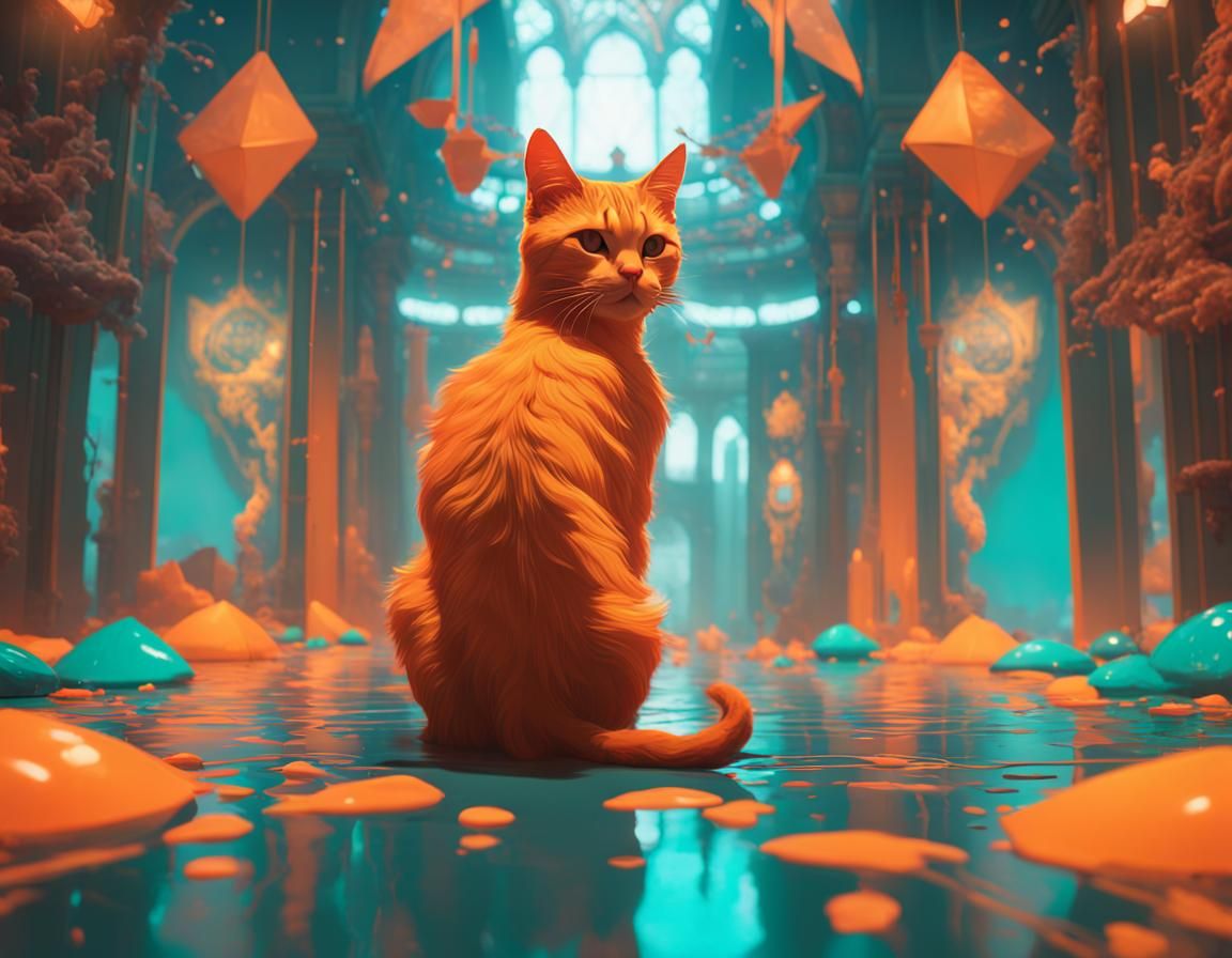 Cat in Style of Conceptual Installation: 8K Resolution