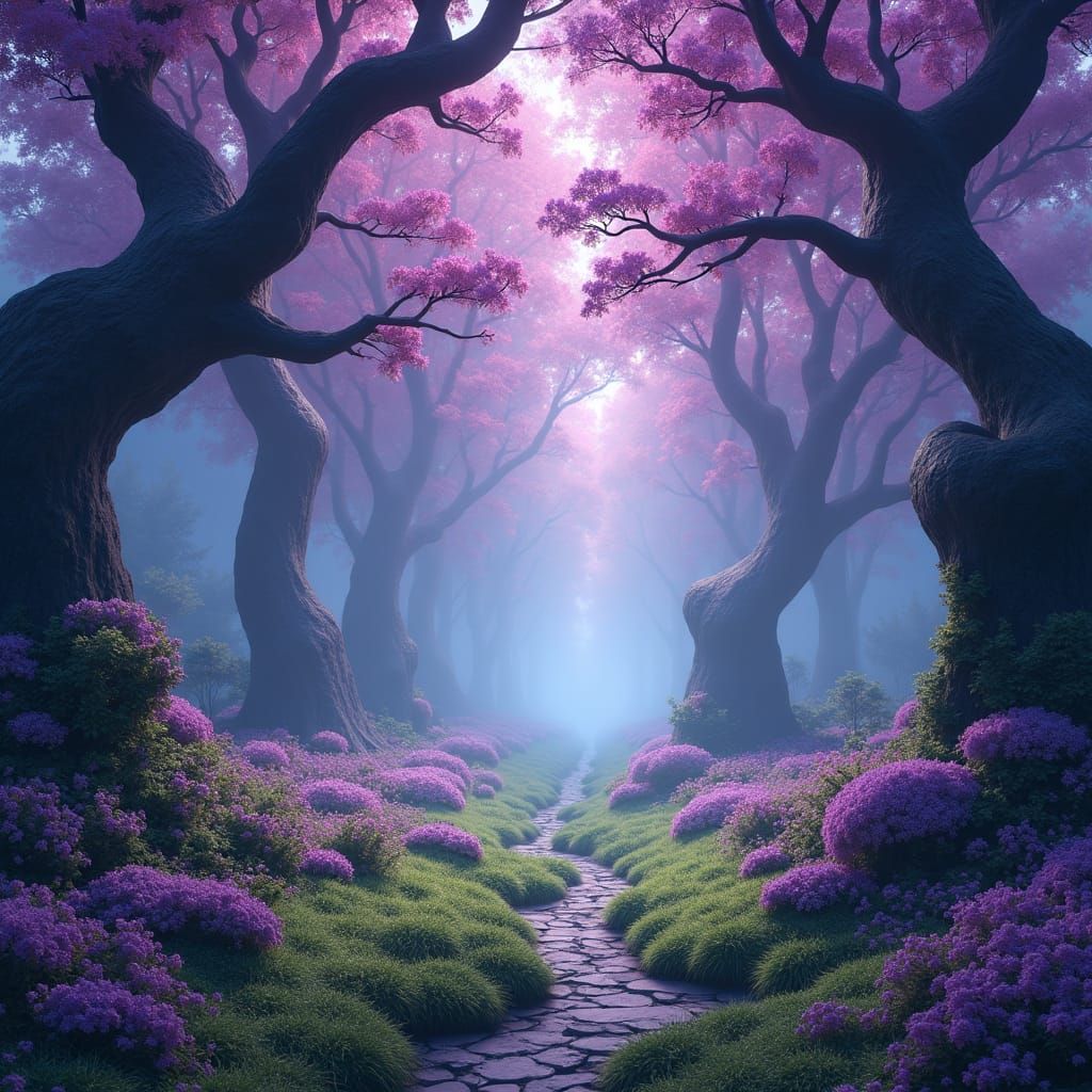Enchanted Purple Forest: Fantasy Concept Art