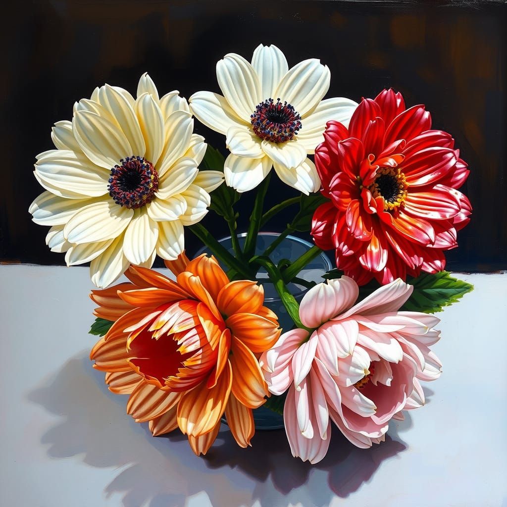 Sequin Still Life in Oil Painting Style