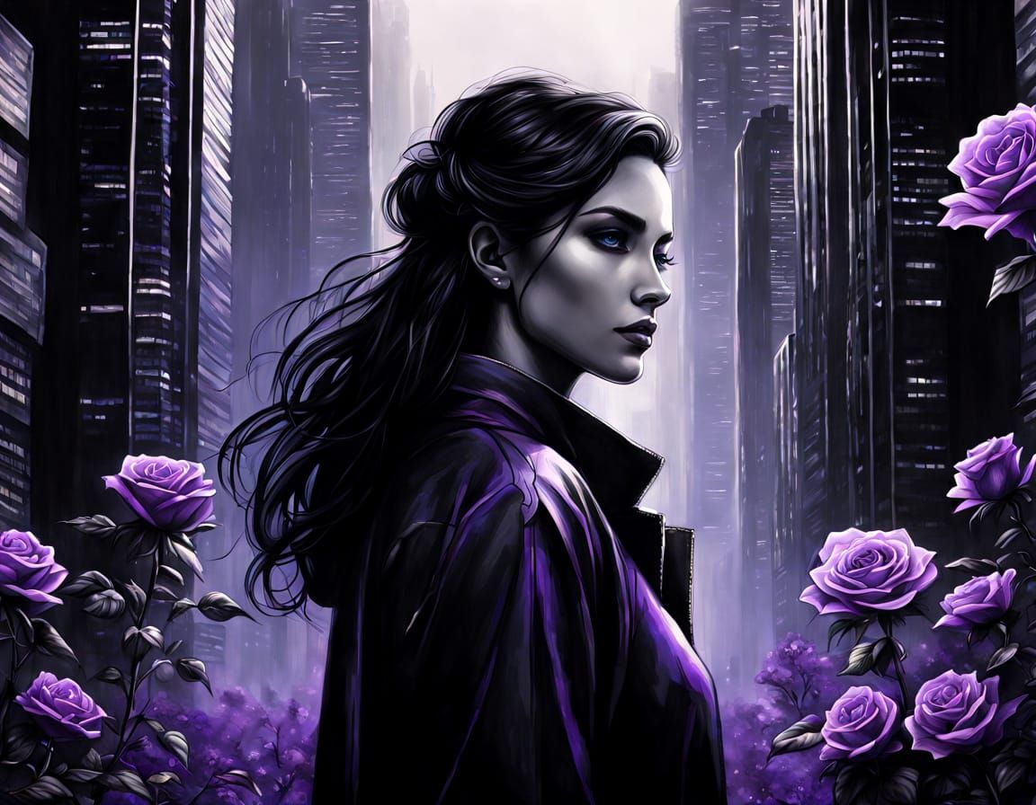 Melancholic Introvert Portrait in Futuristic Skyscrapers