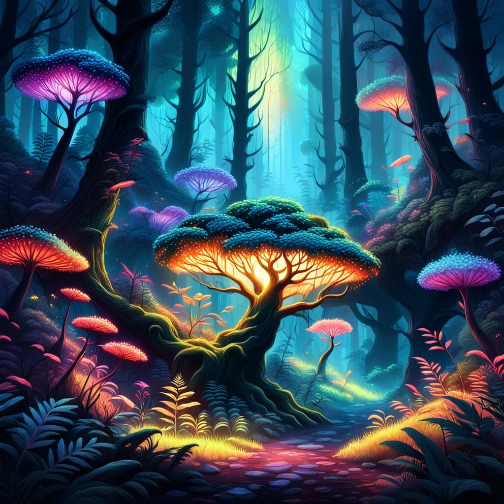 Glowing Forest: Bioluminescent Flora in Magical Realism
