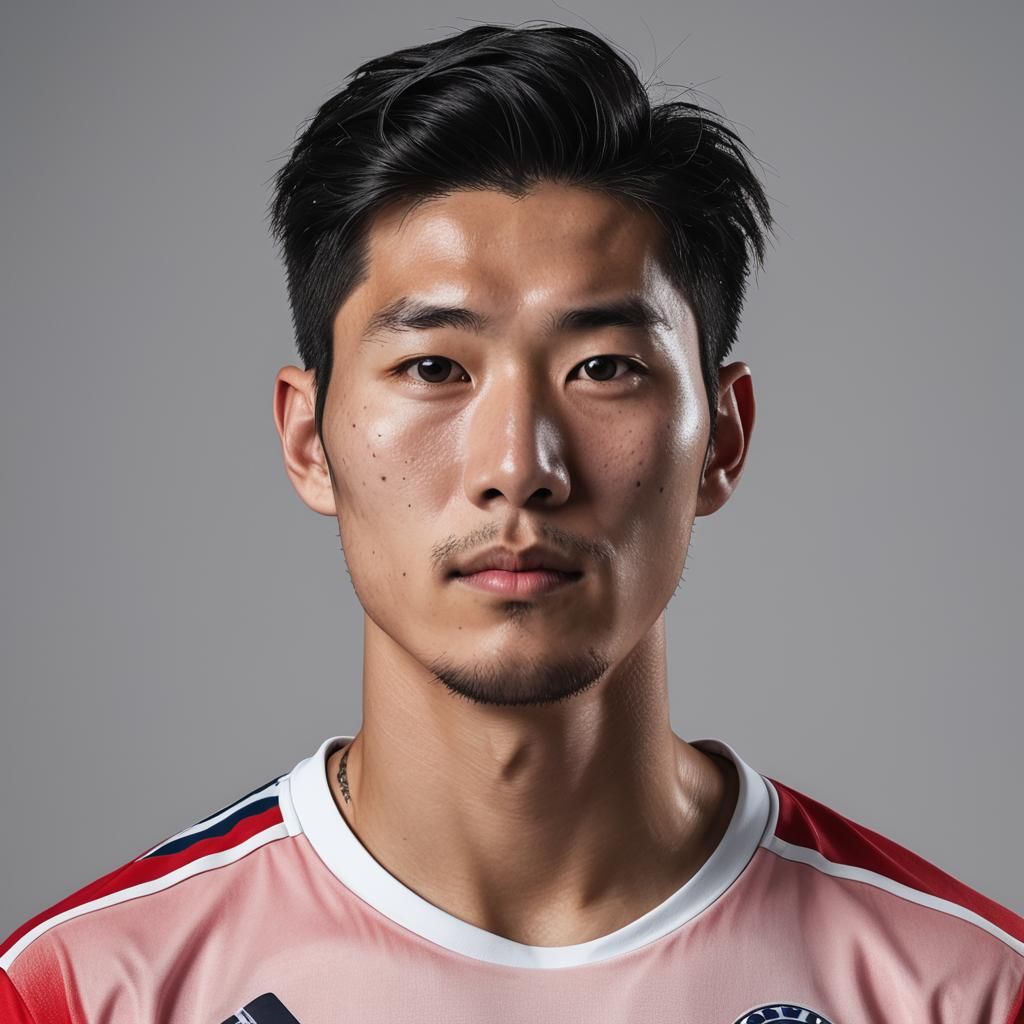 Detailed Portrait of South Korean Soccer Player