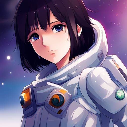 Astronaut Girl on Frozen Planet in Anime Style