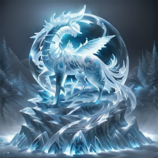 Epic Ice Dragon Concept Art in Digital Painting Style