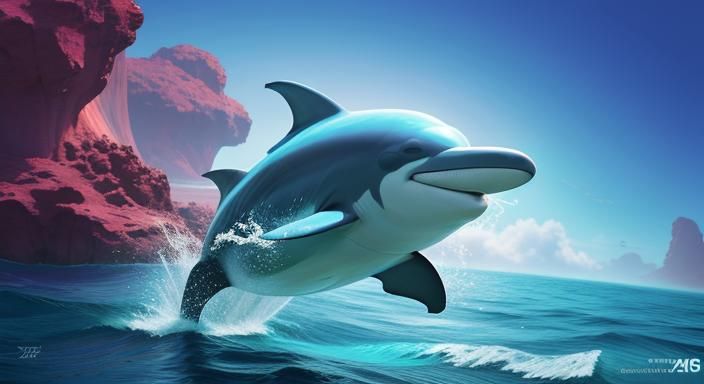 Beautiful Ocean Dolphin in Pixar Style