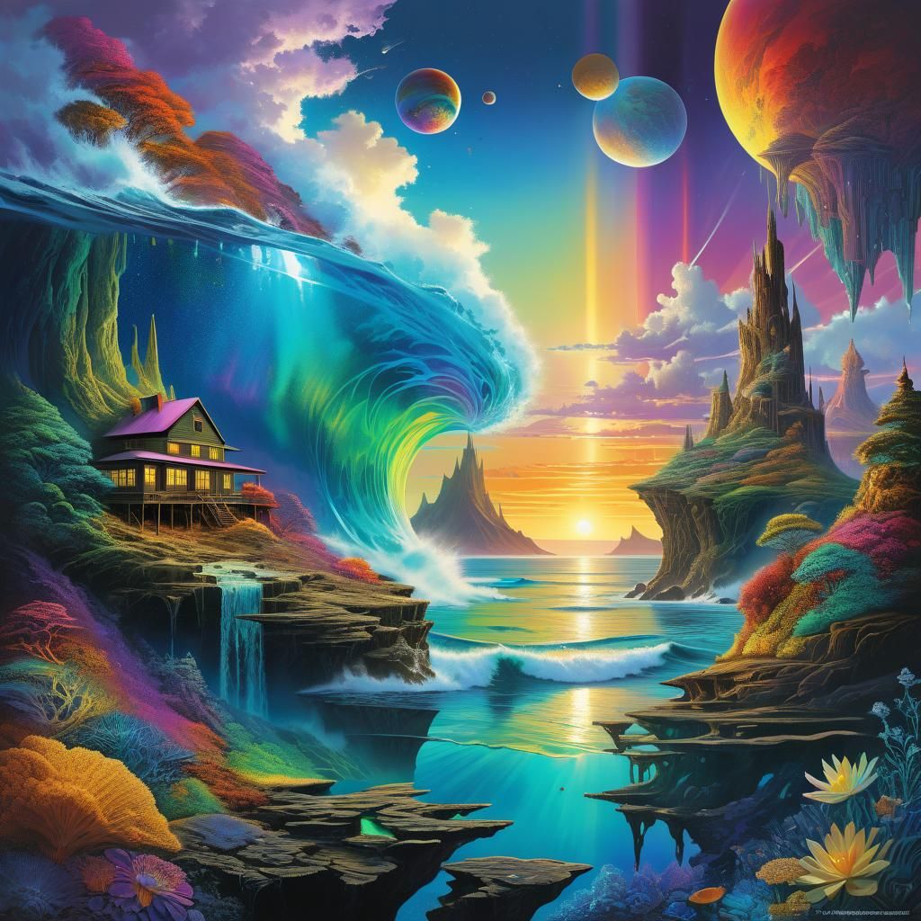 Galactic Seascape: Hyperdetailed Digital Art
