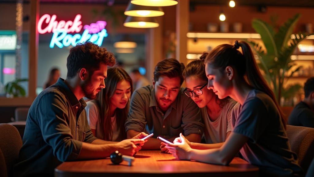 Restaurant Staff Use App in Futuristic Matte Painting