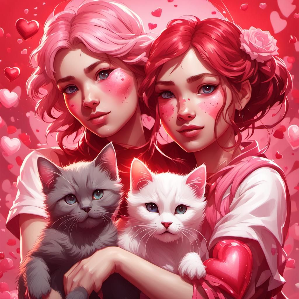 Valentine's Day Portrait with Couples and Pets