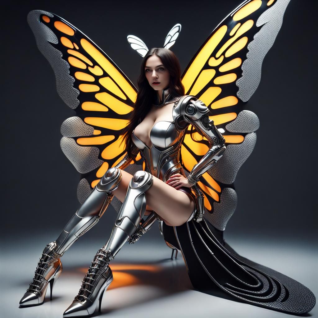 Cyberpunk Cyborg Butterfly Queen