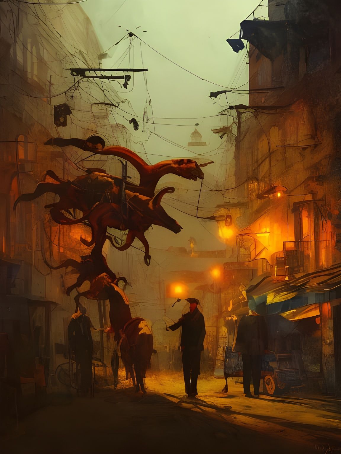 Town Musicians of Bremen in Expressionist Style