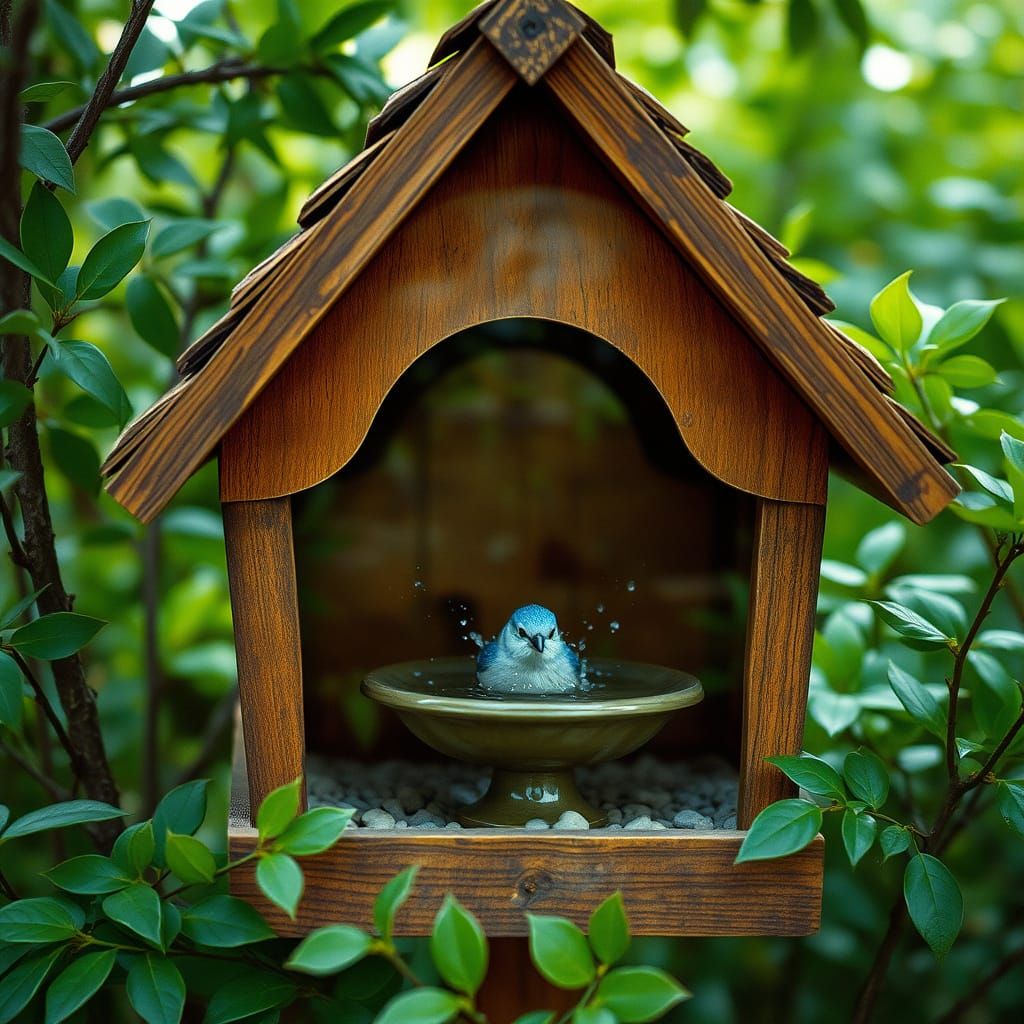 Detailed Birdhouse Double Exposure in Cinematic Style
