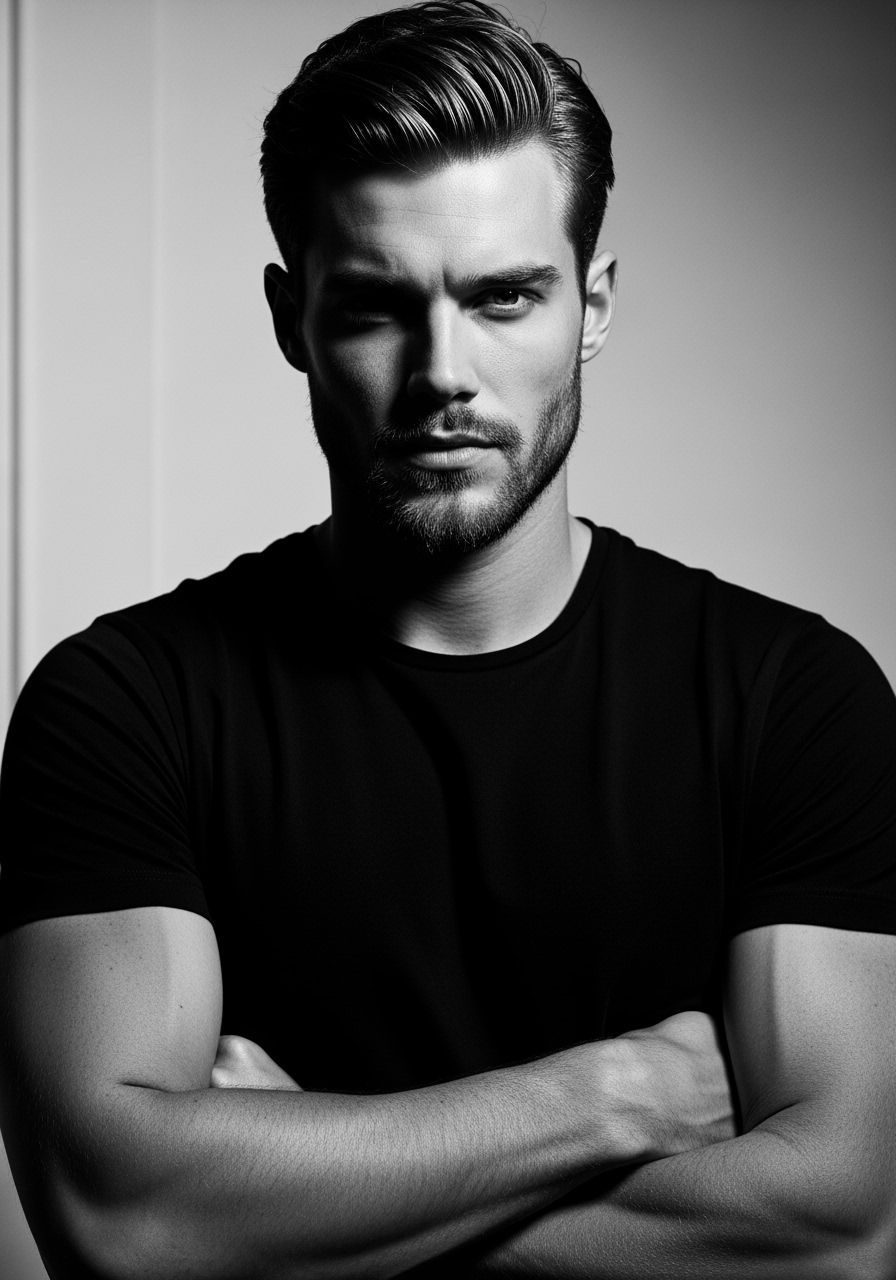 Dramatic Black and White Portrait of a Handsome Man