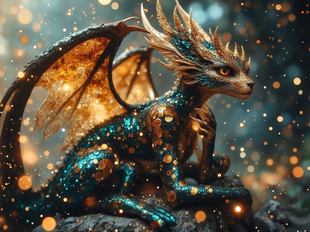 Dragon-Leopard Hybrid with Intricate Details