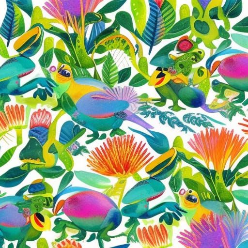 Whimsical Bok Frogs Storybook Illustration